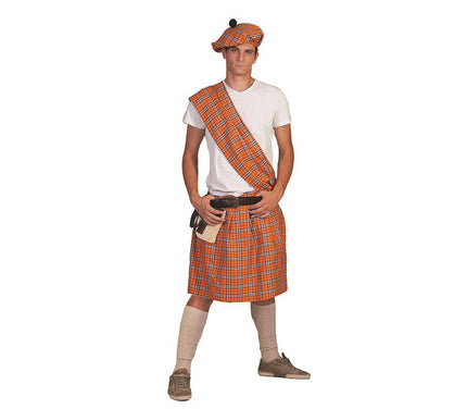 déguisement d''écossais homme orange 4pcs taille unique