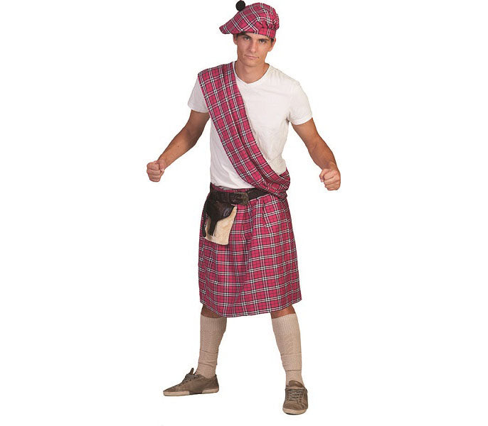 déguisement d''écossais homme rose 4pcs taille unique