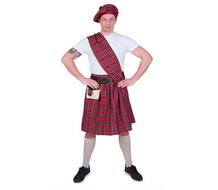 déguisement d''écossais homme rouge 4pcs taille unique