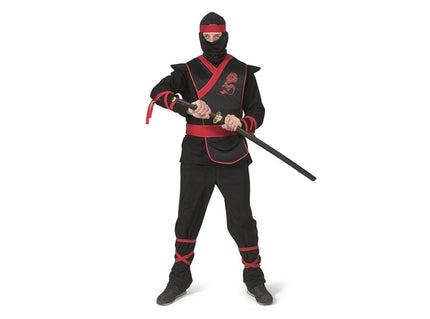 déguisement de ninja noir 7pcs homme taille m/l