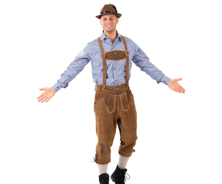 pantalon à bretelles de tyrolien en cuir luxe