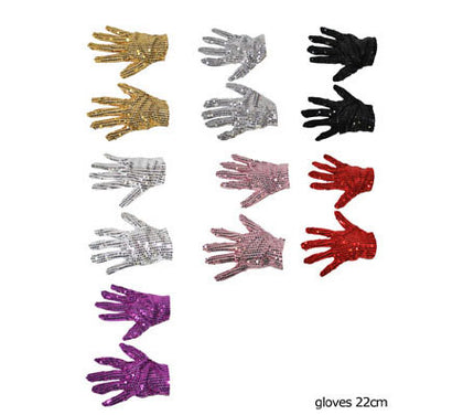 paire de gants à sequins violet 22cm
