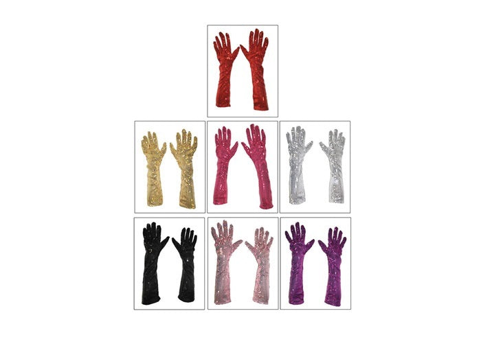 paire de gants à sequins longs dore 45cm