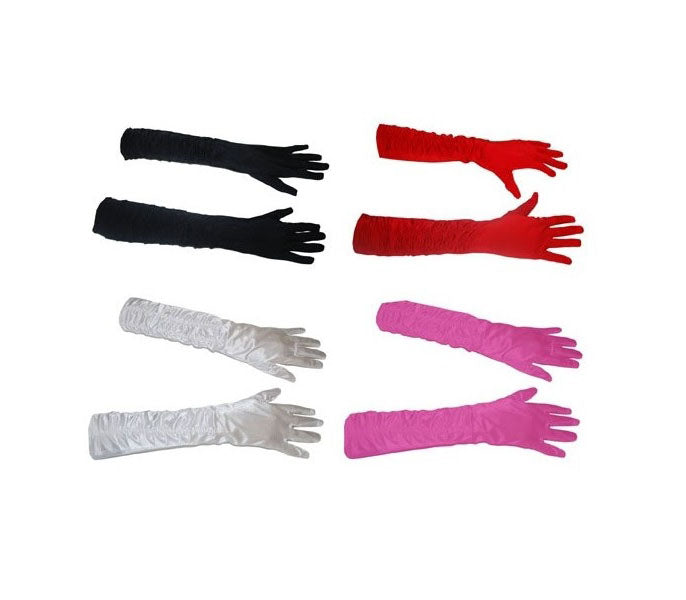 paire de gants plissés longs fuchsia