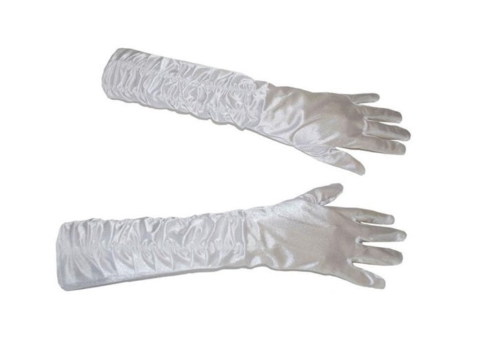 paire de gants plissés longs blanc 46cm