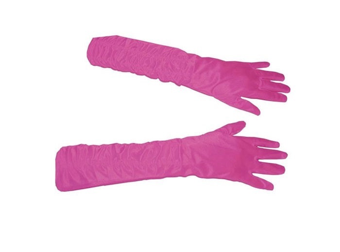 paire de gants plissés longs rose 46cm