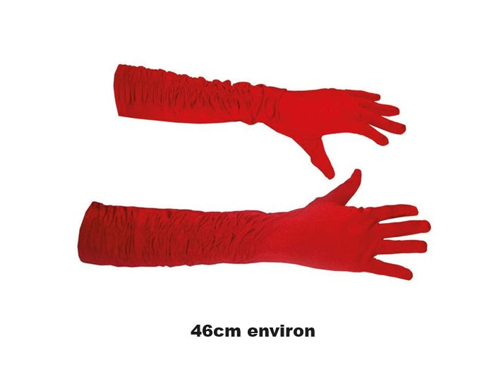 paire de gants plissés longs rouge 46cm