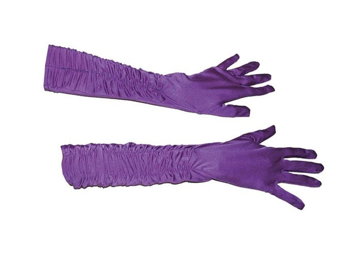 paire de gants plissés longs violet 46cm