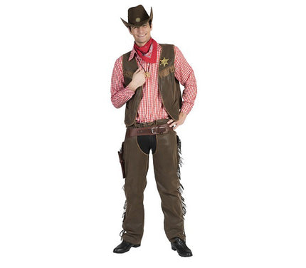 gilet et pantalon de cowboy brun taille l/xl