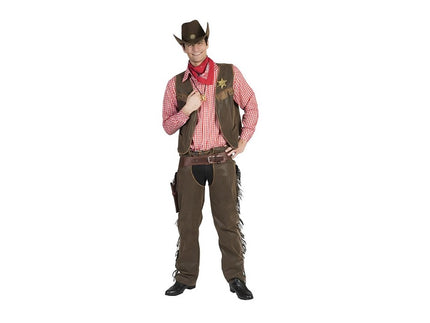 gilet et pantalon de cowboy brun taille xl/xxl