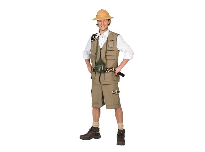 déguisement de chasseur safari marron 2pcs homme taille l/xl