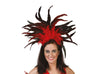 serre-tête coiffe tiare carnaval à plumes rouge noir