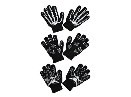 paire de gants motifs tête de mort mix