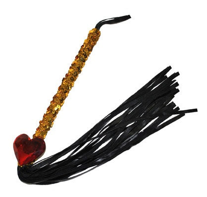 fouet coeur & strass dorés 27cm