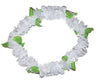 collier de fleurs épais tahiti avec feuilles blanc vert 70mm