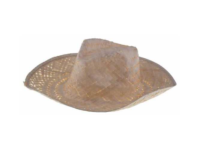 chapeau de cowboy en paille nature adulte