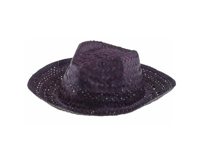 chapeau de cowboy en paille noir adulte