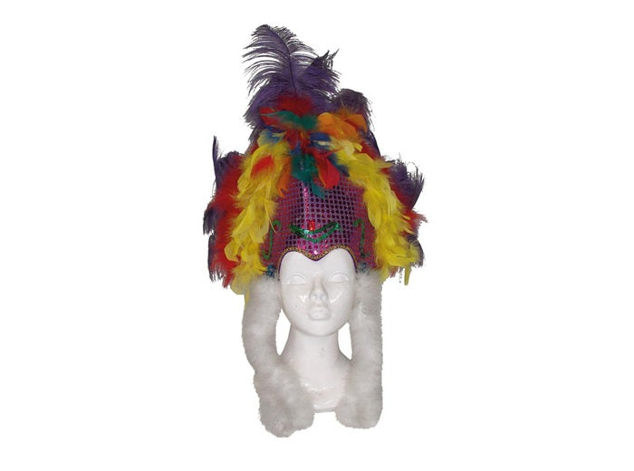 coiffe tiare carnaval de rio avec plumes et sequins
