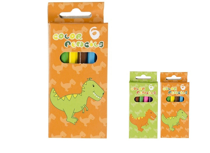 lot de 6 crayons de couleur dinosaure 8.5cm