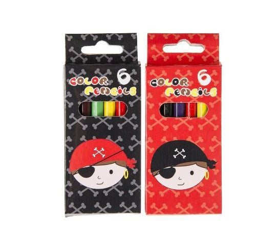 lot de 6 crayons de couleur pirate 8.5cm