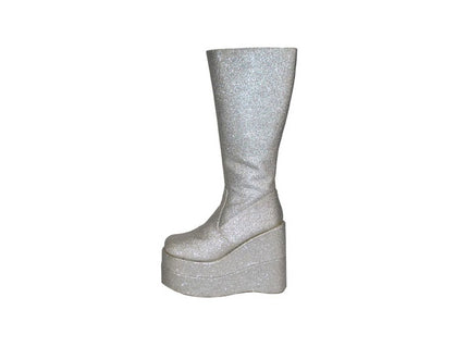 paire de bottes à paillettes haute argent pointure 40-41