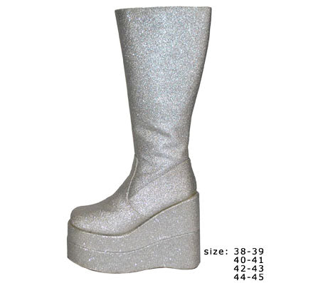 paire de bottes à paillettes haute argent pointure 38-39