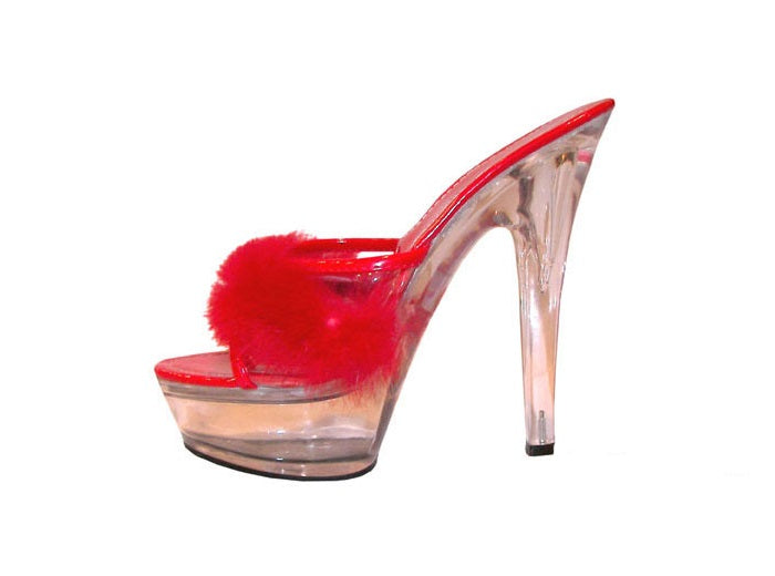 paire de chaussures à talon & moumoute rouge pointure 38-39