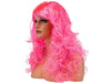 perruque cheveux longs bouclés néon rose pink