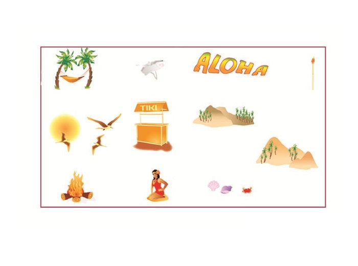 set de 12 autocollants aloha les îles