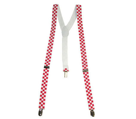 bretelles à damier rouge & blanc