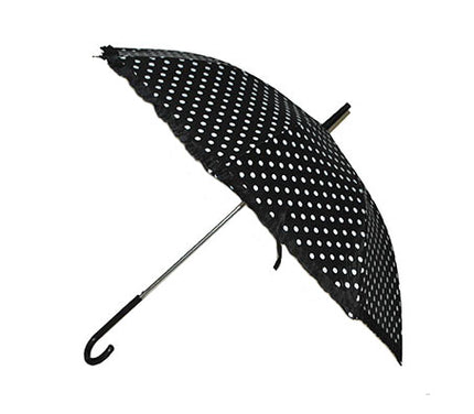 parapluie noir à pois blancs 87cm