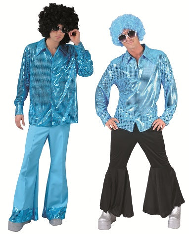 chemise disco à sequins turquoise taille l-xl