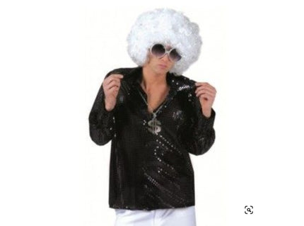 chemise disco à sequins noir taille m-l