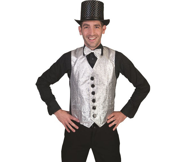 gilet argenté à paillettes homme taille xxl