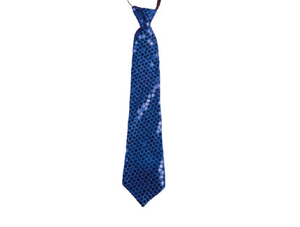cravate à paillettes/sequins bleu 46cm