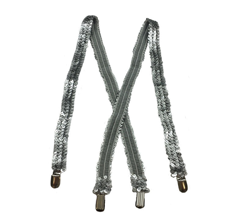 bretelles à sequins argent