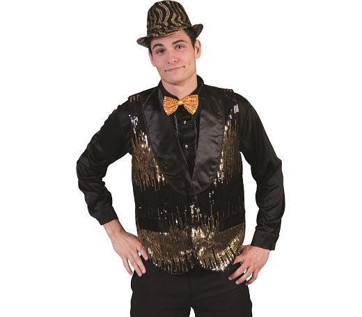 gilet noir & or à sequins homme taille xxl