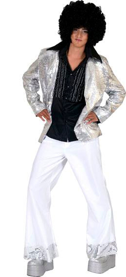 veste disco à sequins argent homme taille m/l