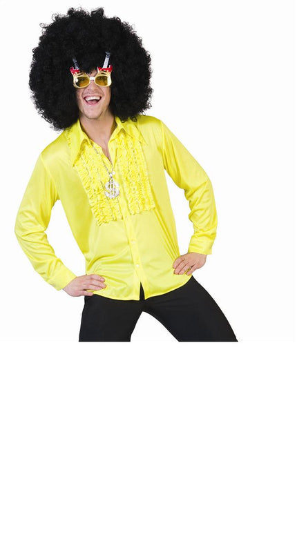 chemise disco jaune fluo taille l-xl new
