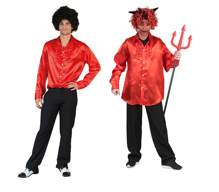 chemise satinée rouge homme taille l/xl