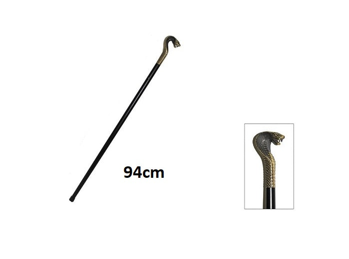 canne métallique droite motif serpent or luxe 94cm