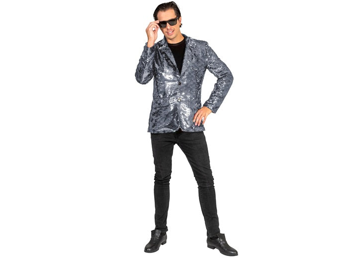 veste à sequins argent homme taille xxl/xxxl