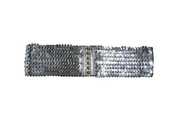 ceinture élastique à sequins argent adulte