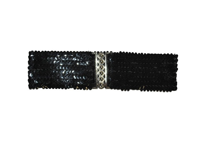ceinture élastique à sequins noir adulte