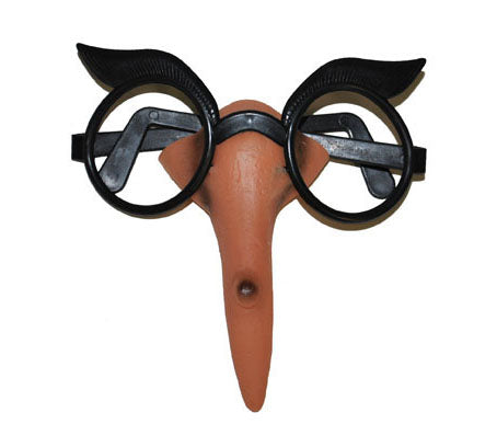 lunettes sans verres avec nez de sorcière et sourcils