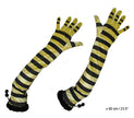 paire de gants abeille jaune et noir longs 60cm