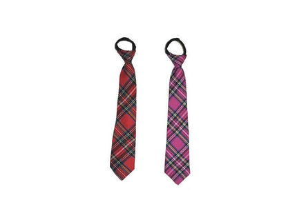 cravate étudiant à motif écossais rose 30cm