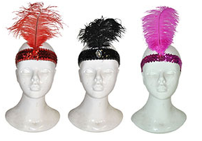 bandeau charleston plume d'autruche noir