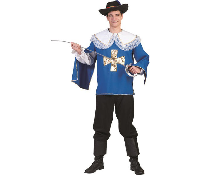 déguisement de mousquetaire bleu homme taille l/xl