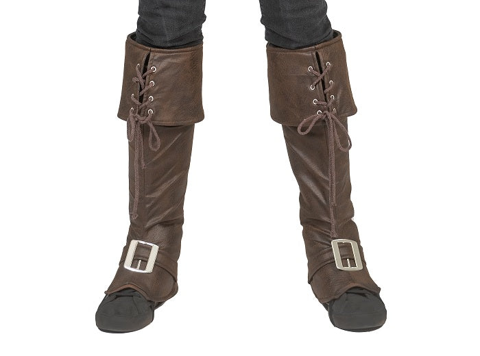 paire de couvre-bottes de pirate mousquetaire marron 50cm